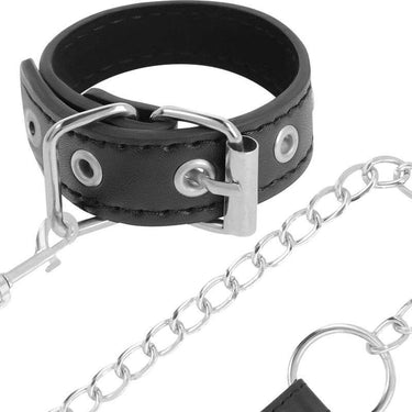 Supporto BDSM con Catena in Metallo e Pelle Vegan Darkness